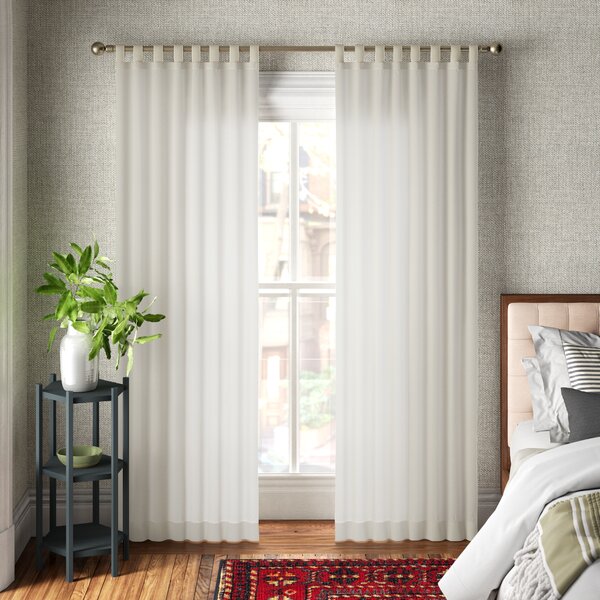 Solid Semi-Sheer Tab Top Single Curtain Panel &amp; Reviews 